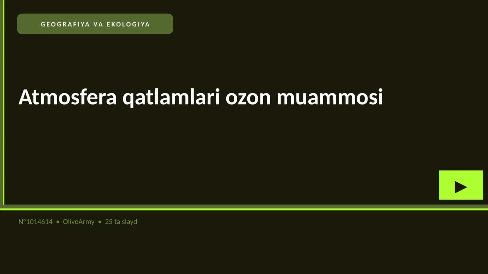 Atmosfera qatlamlari ozon muammosi