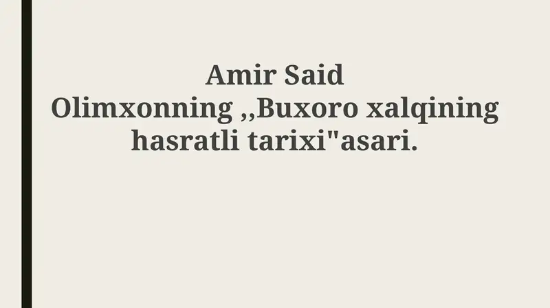 Buxoro xalqining qayg'uli tarixi