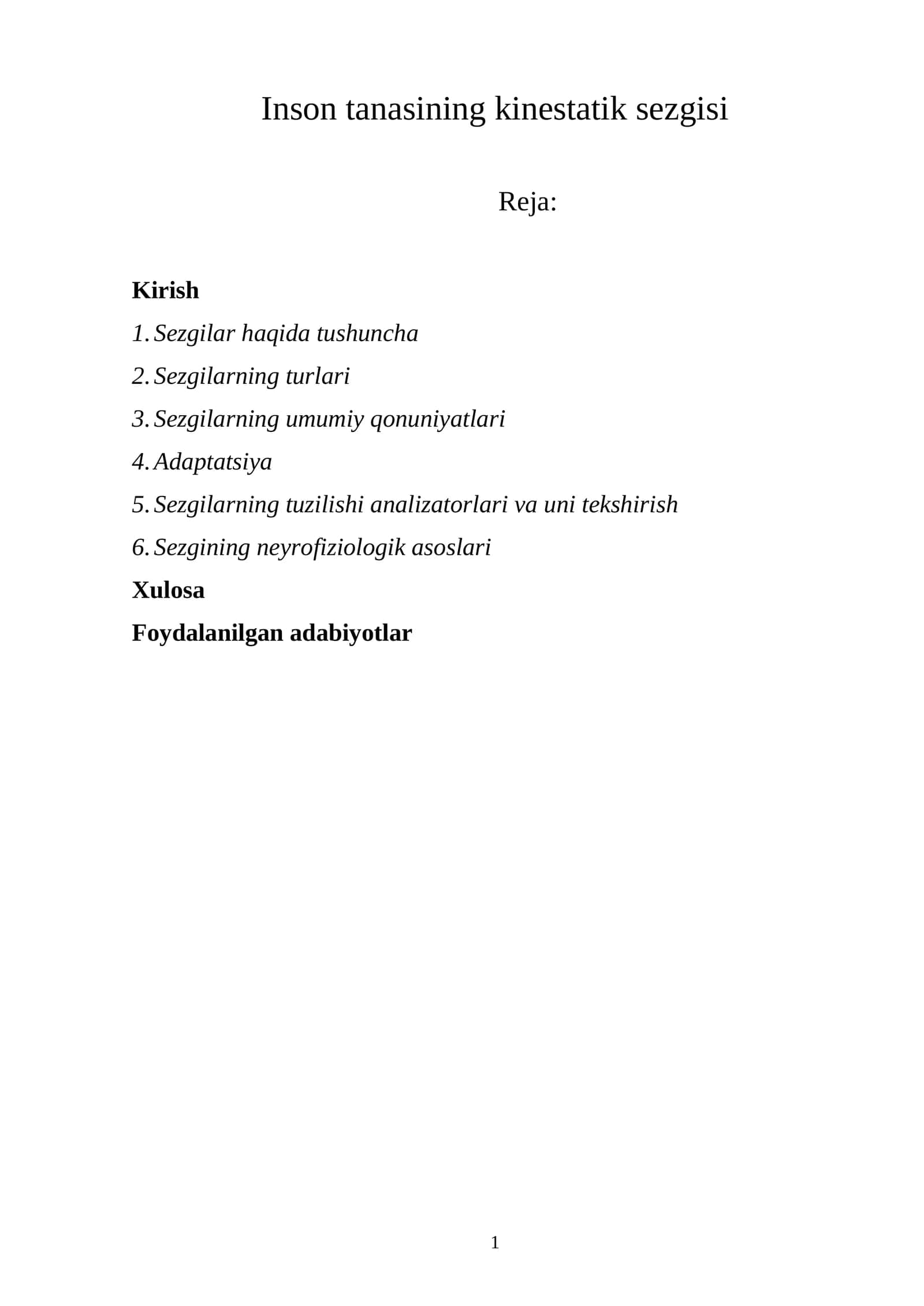 Inson tanasining kinestatik sezgisi