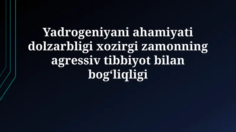 Vodorod terapiyasi va zamonaviy tibbiyot