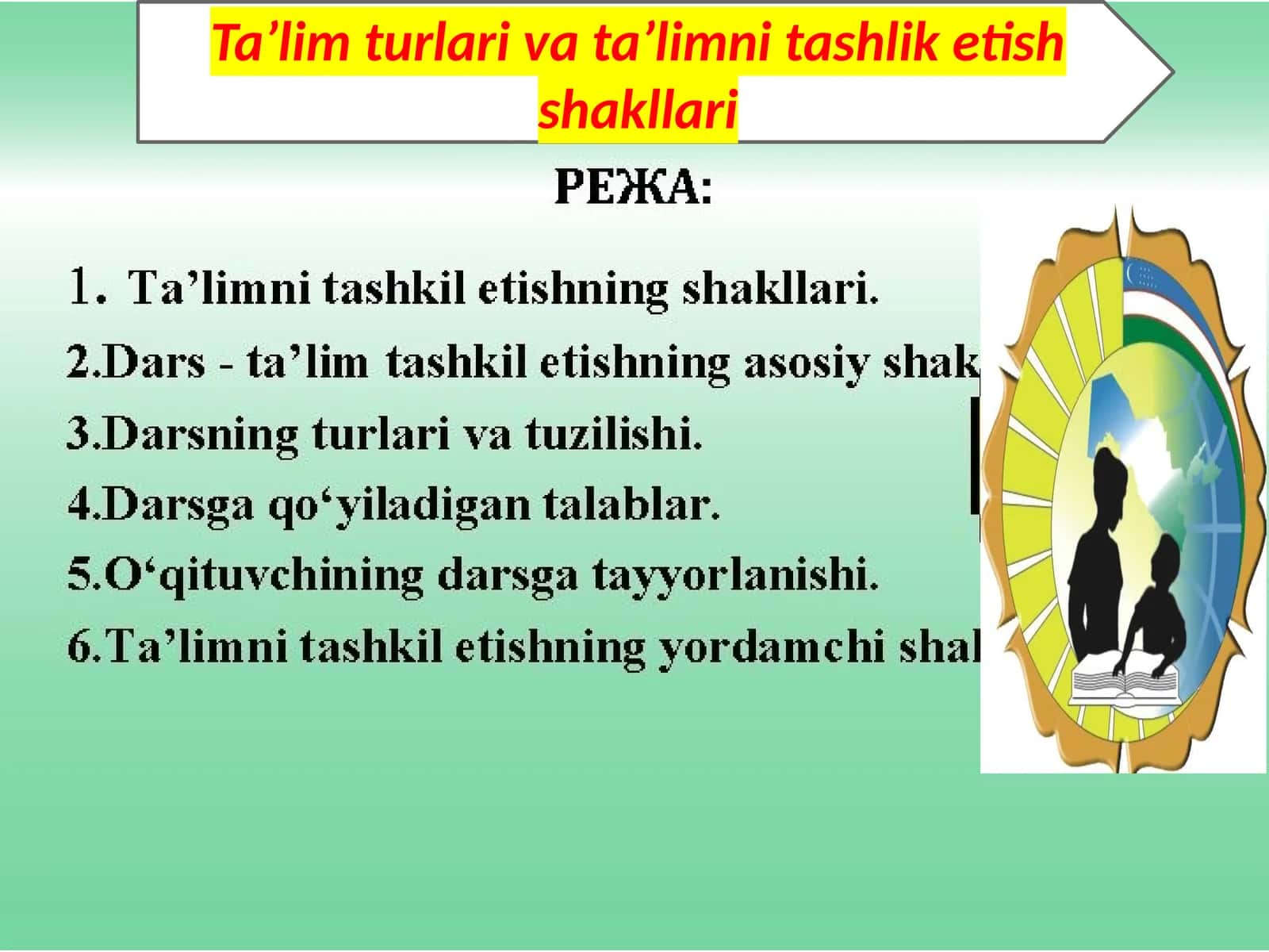 Ta’lim turlari va ta’limni tashkil etish shakllari