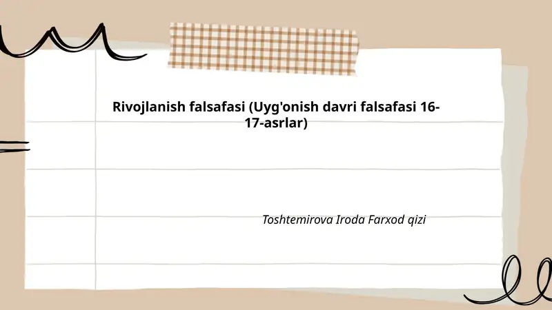 Rivojlanish falsafasi (Uyg'onish davri falsafasi 16-17-asrlar)