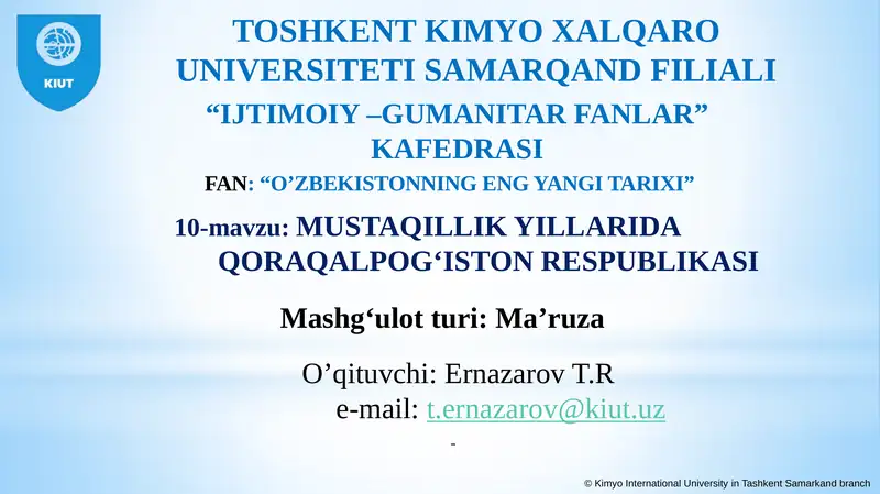 Mustaqillik yillarida Qoraqalpog‘iston Respublikasi