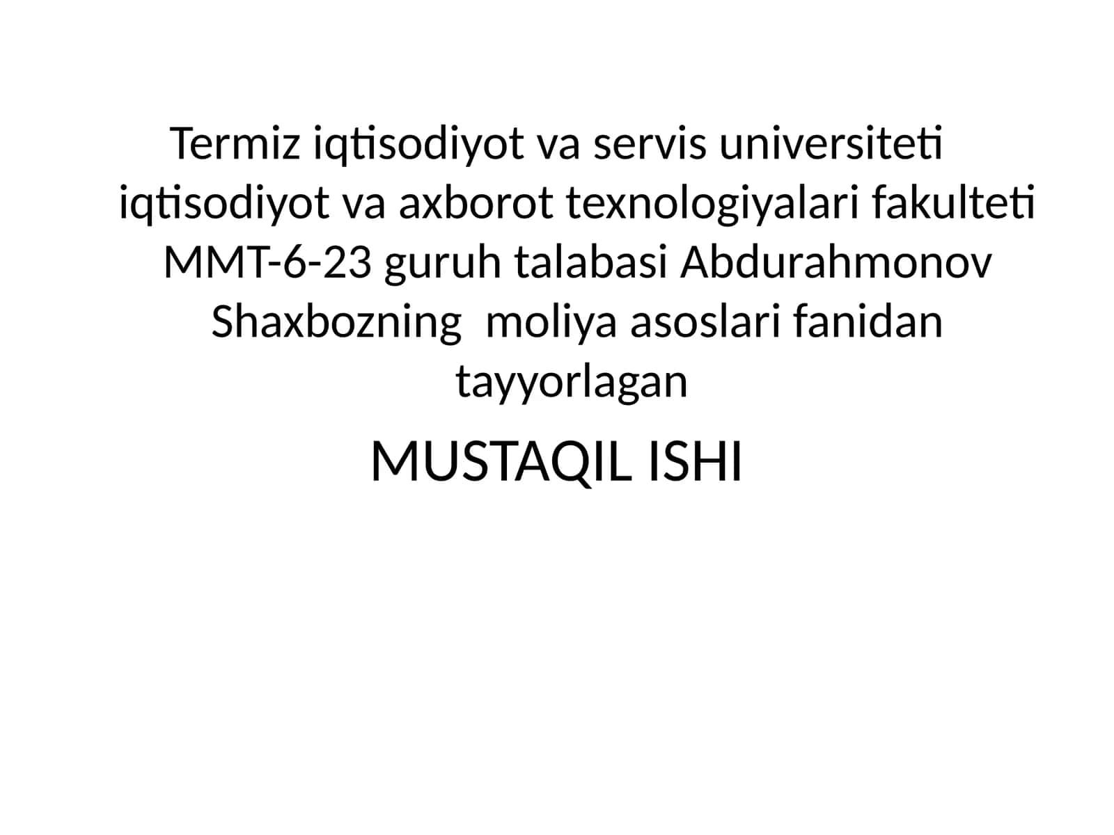 Moliyaning zarurliga va nazariy asoslari