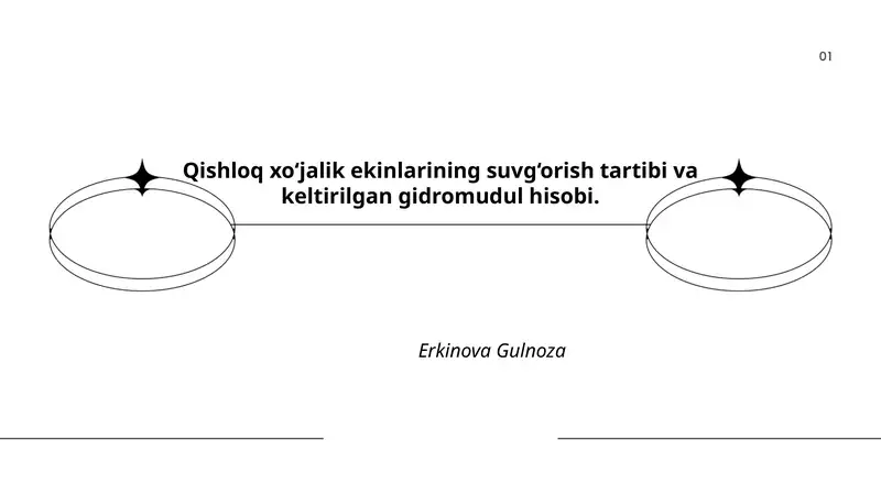 Qishloq xo‘jalik ekinlarining suvg‘orish tartibi va keltirilgan gidromudul hisobi.