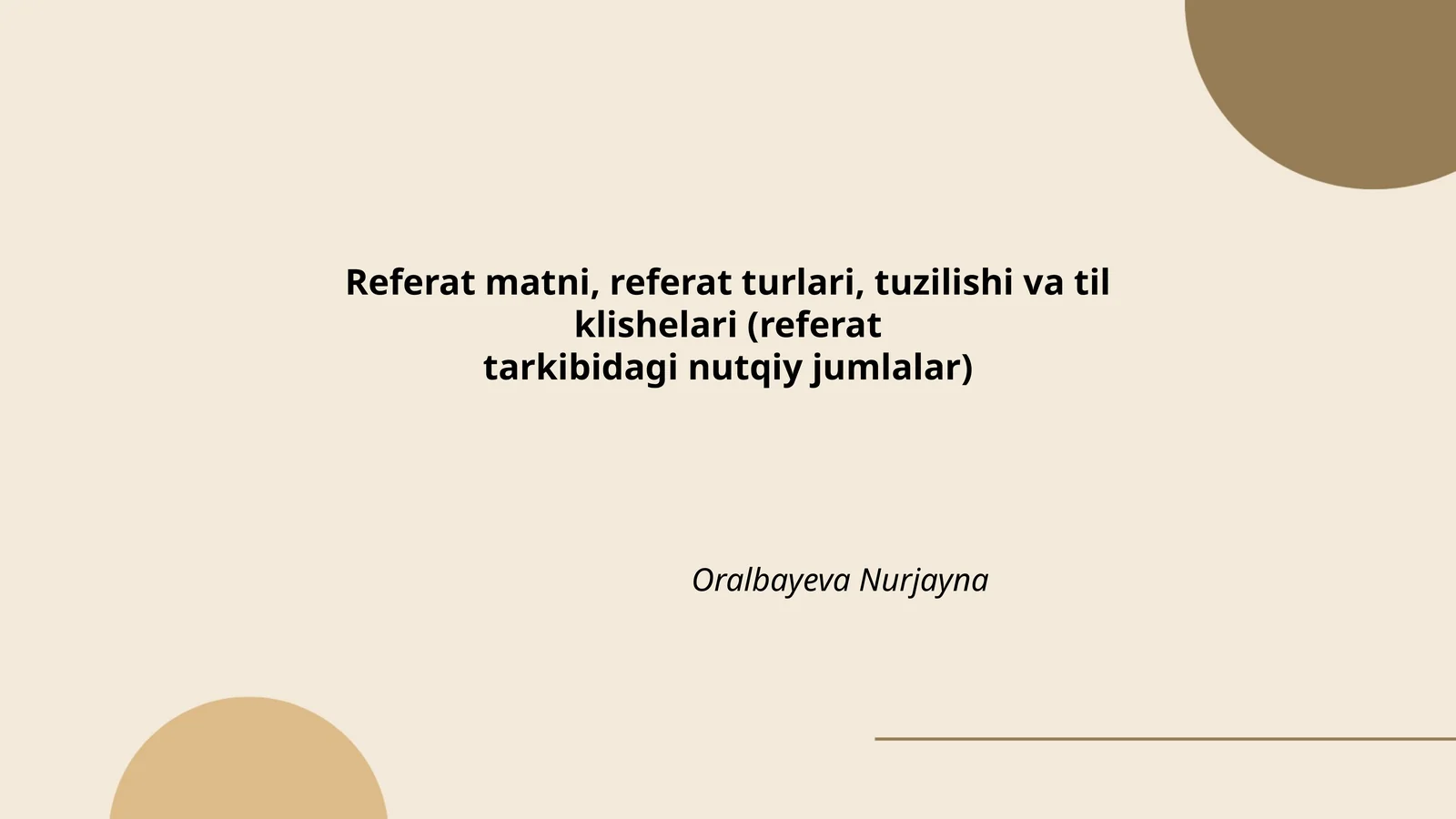 Referat matni, referat turlari, tuzilishi va til klishelari