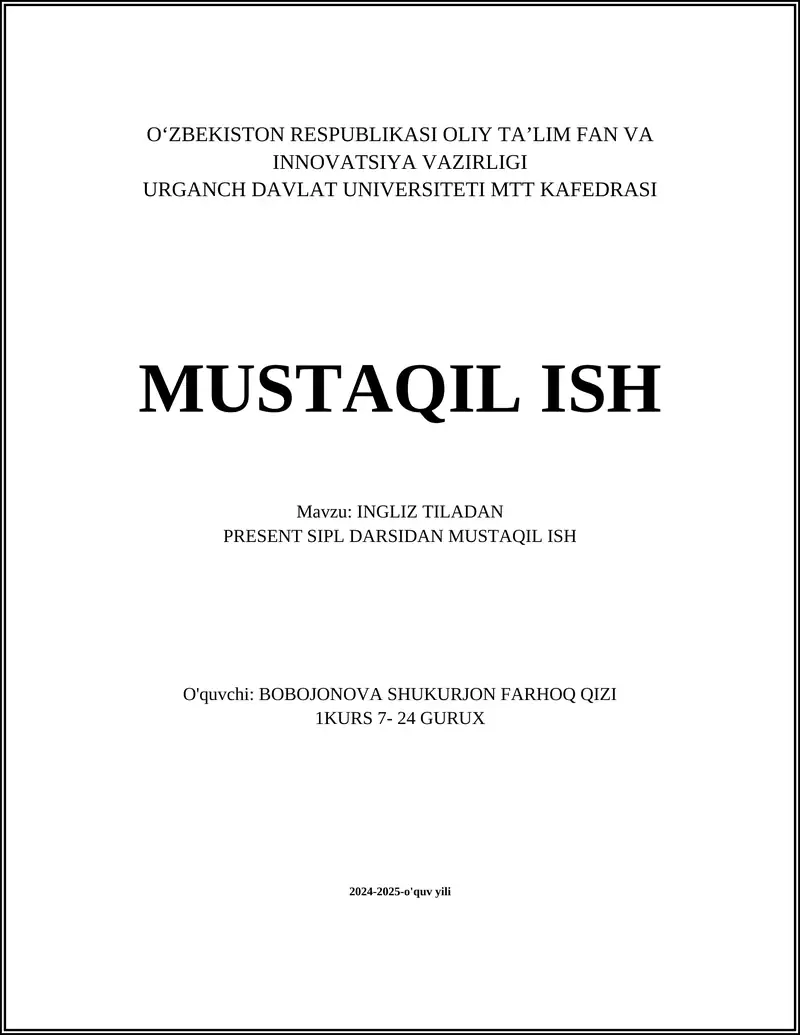 Hozirgi zamon oddiy zamon grammatikasi