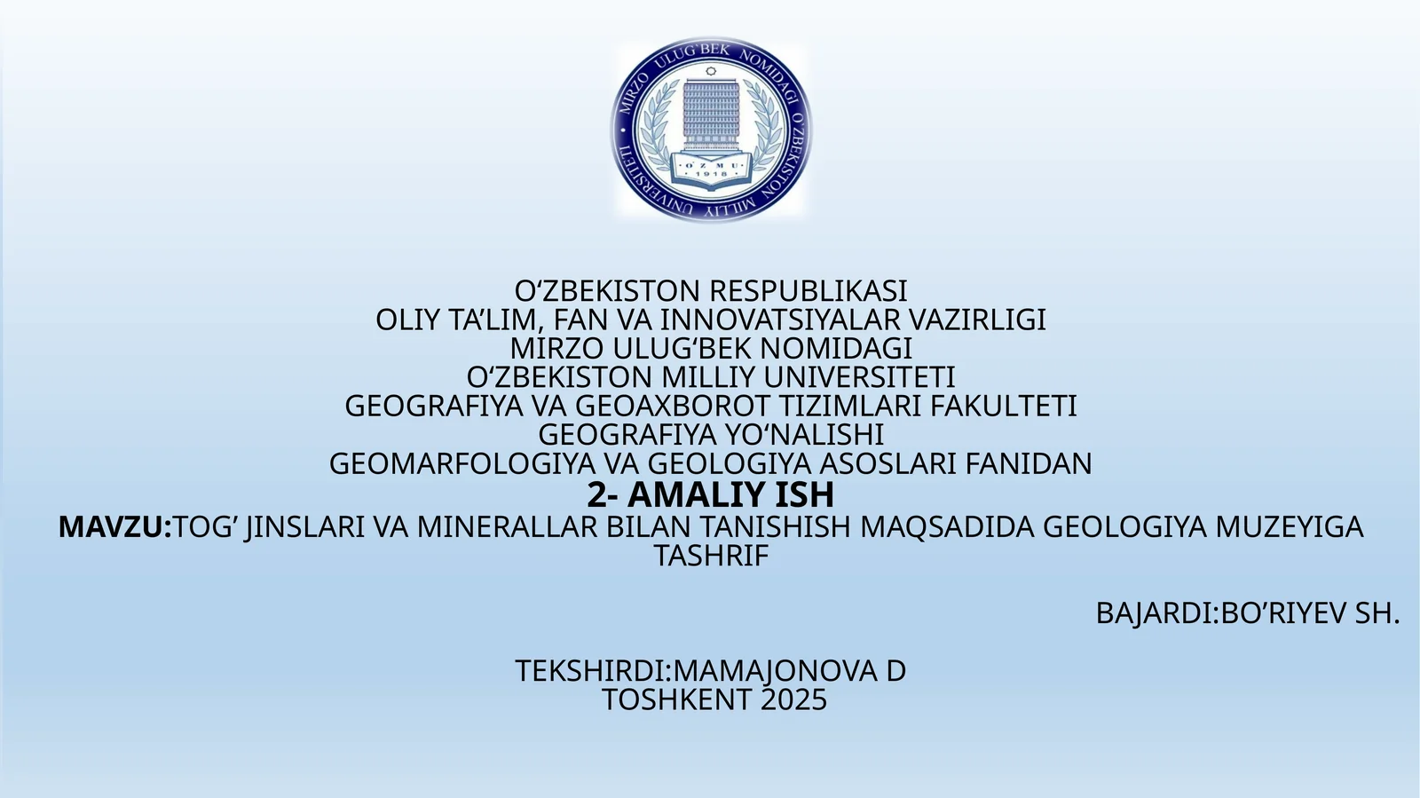 Magmatik va metamorfik jinslar va geologiya muzeyi