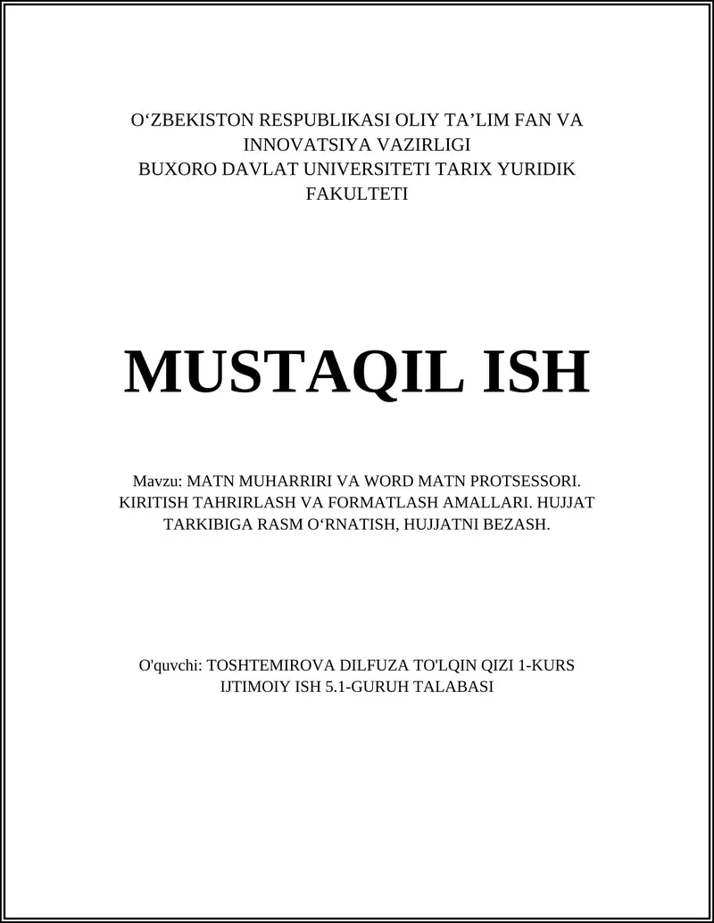 MATN MUHARRIRI VA WORD MATN PROTSESSORI