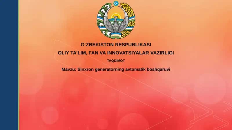 Sinxron generatorning avtomatik boshqaruvi