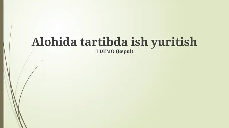 Alohida Ish Yuritish