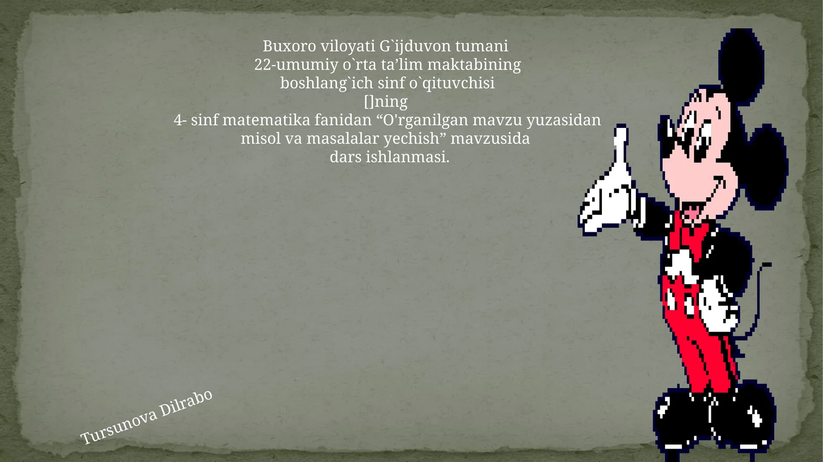 O'rganilgan mavzu yuzasidan misol va masalalar yechish