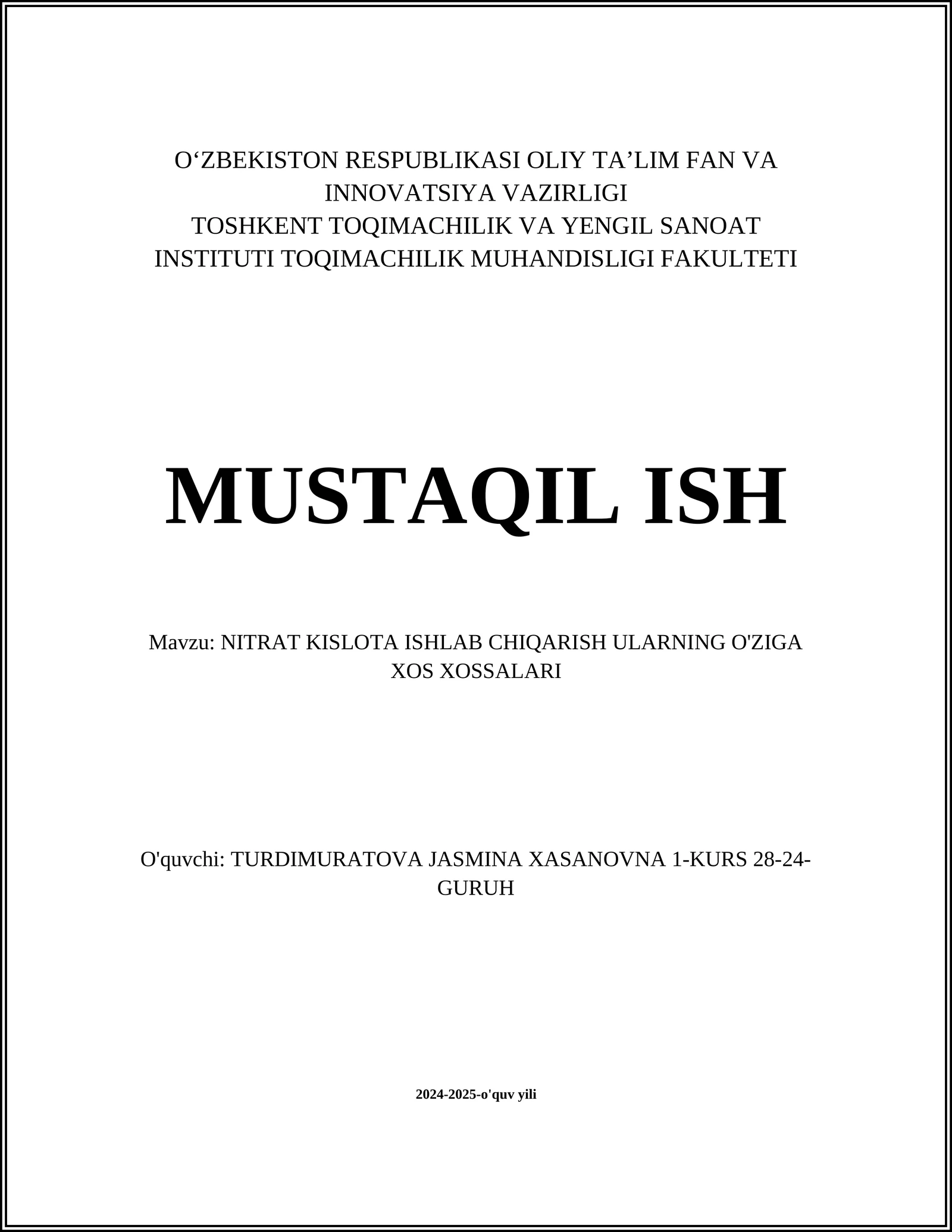 Nitrat kislota ishlab chiqarish usullari
