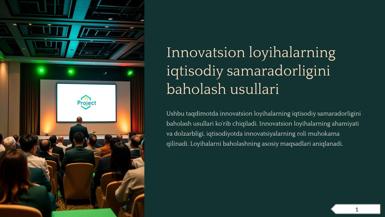 Innovatsion loyihalarning iqtisodiy samaradorligini baholash usullari