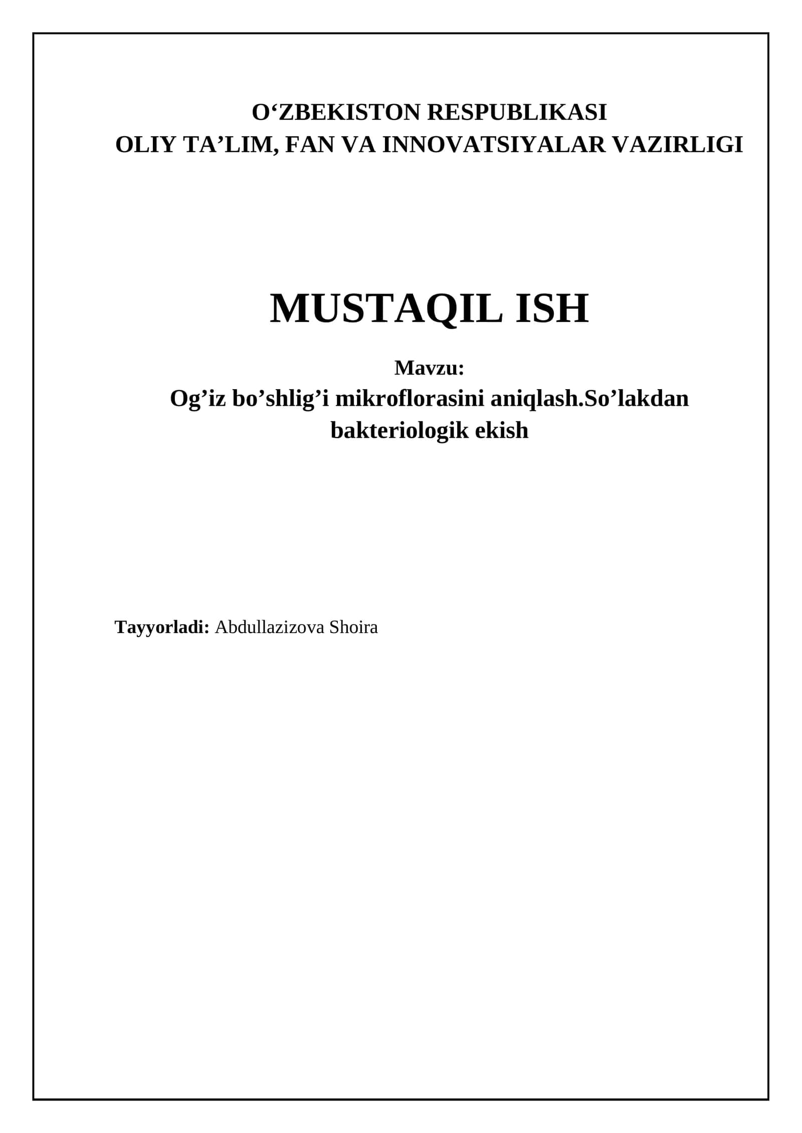Og'iz bo'shlig'i mikroflorasini aniqlash: Bakteriologik inokulyatsiya usullari