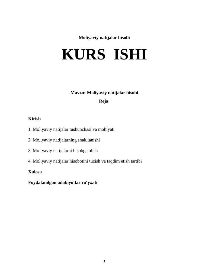 Moliyaviy natijalar hisobi