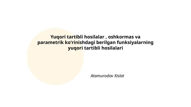 Yuqori tartibli hosilalar