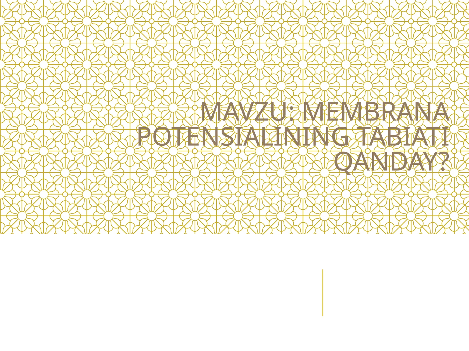 MEMBRANA POTENSIALINING TABIATI QANDAY?