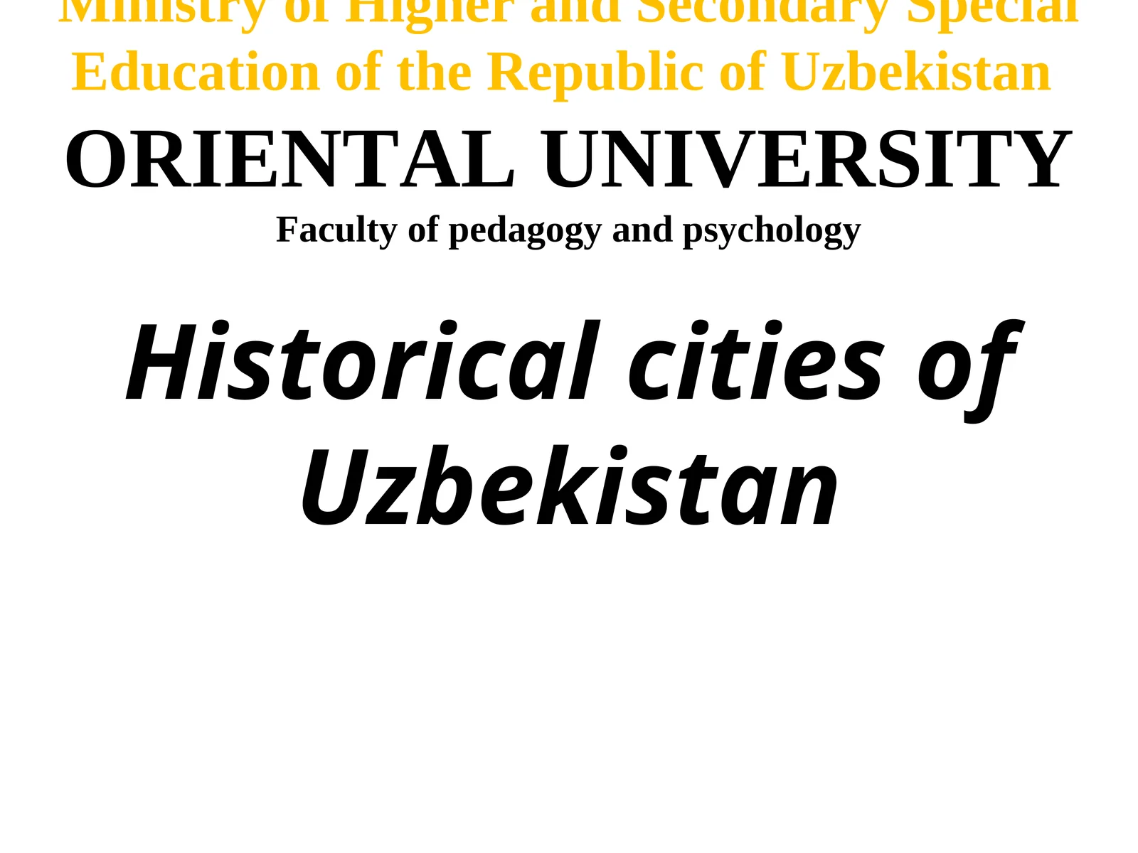 Historical cities of Uzbekistan