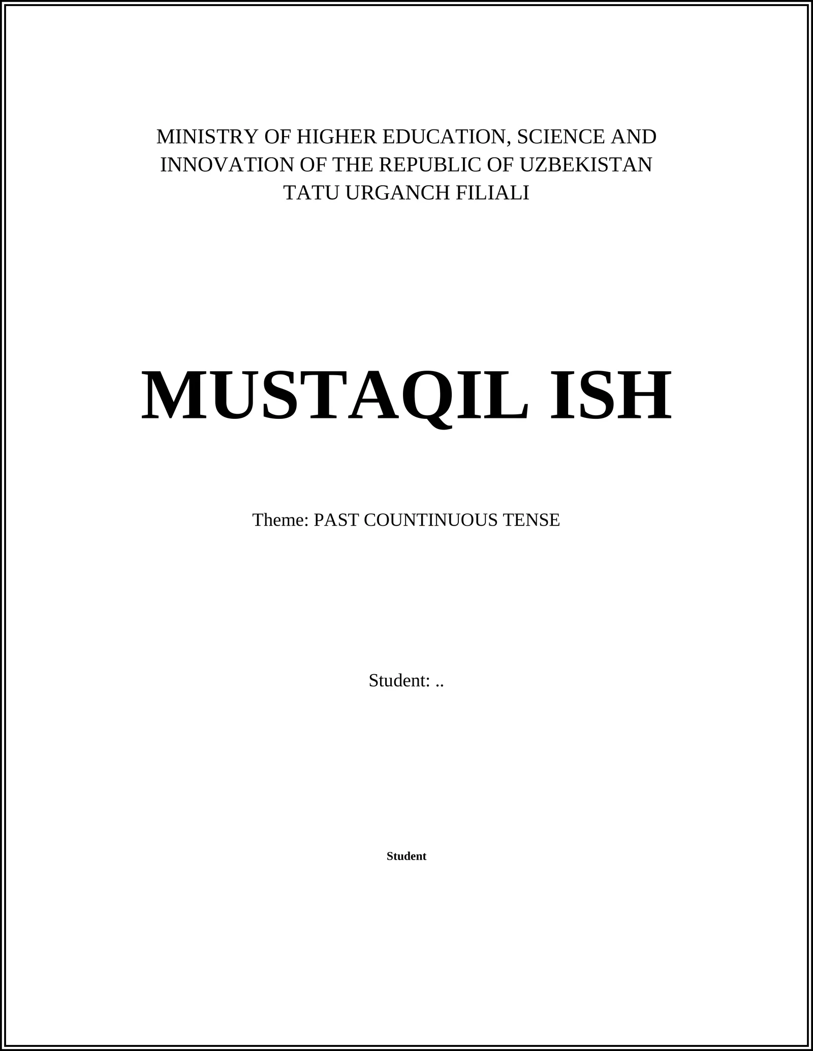 PAST COUNTINUOUS TENSE