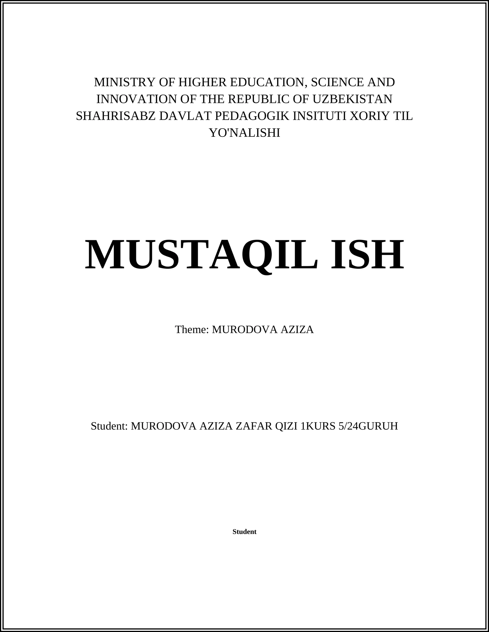 Murodova Aziza Biography