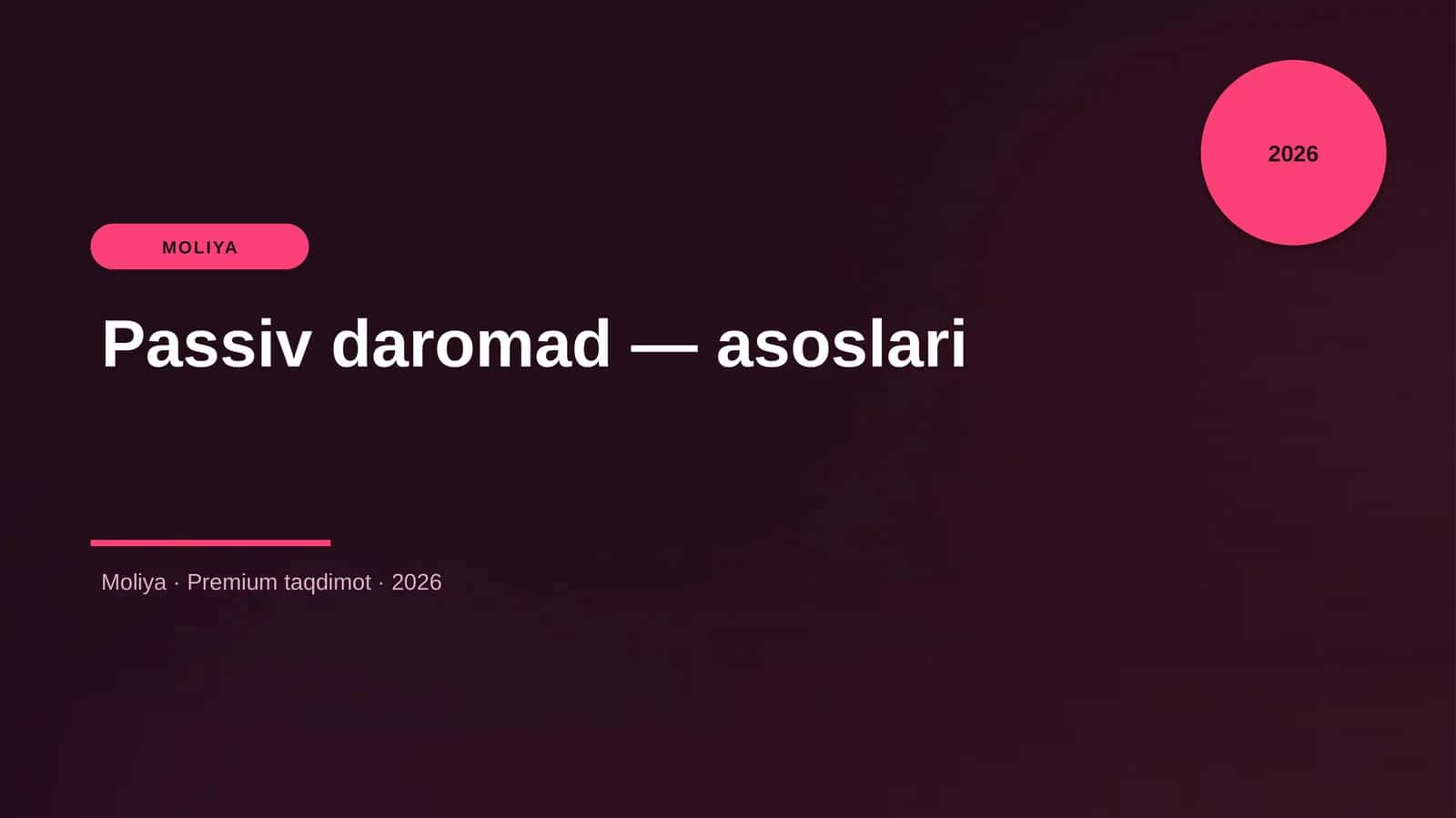 Passiv daromad — asoslari