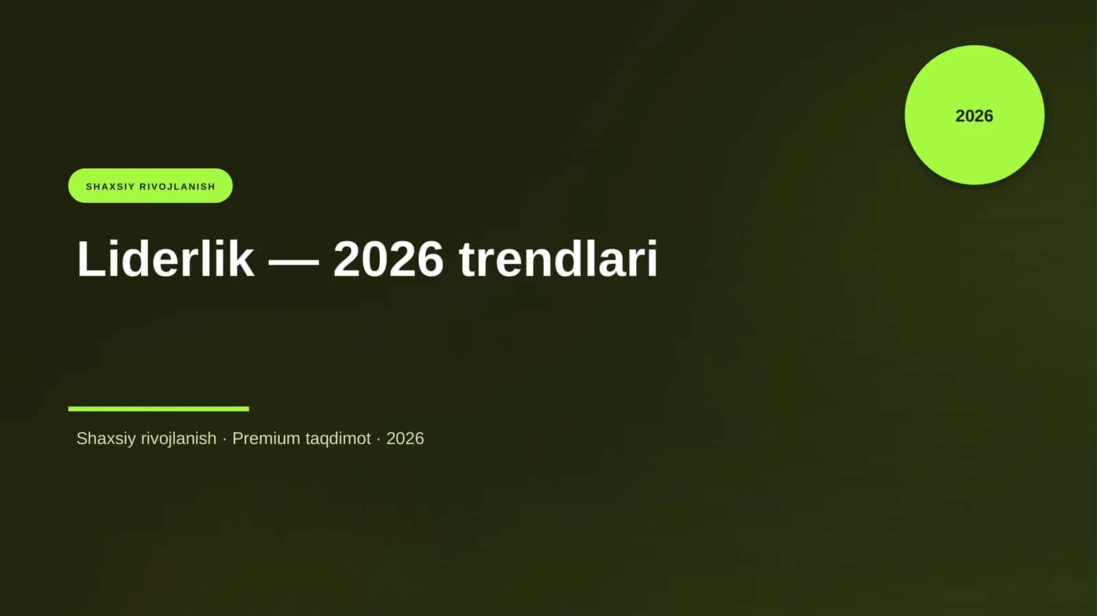 Liderlik — 2026 trendlari