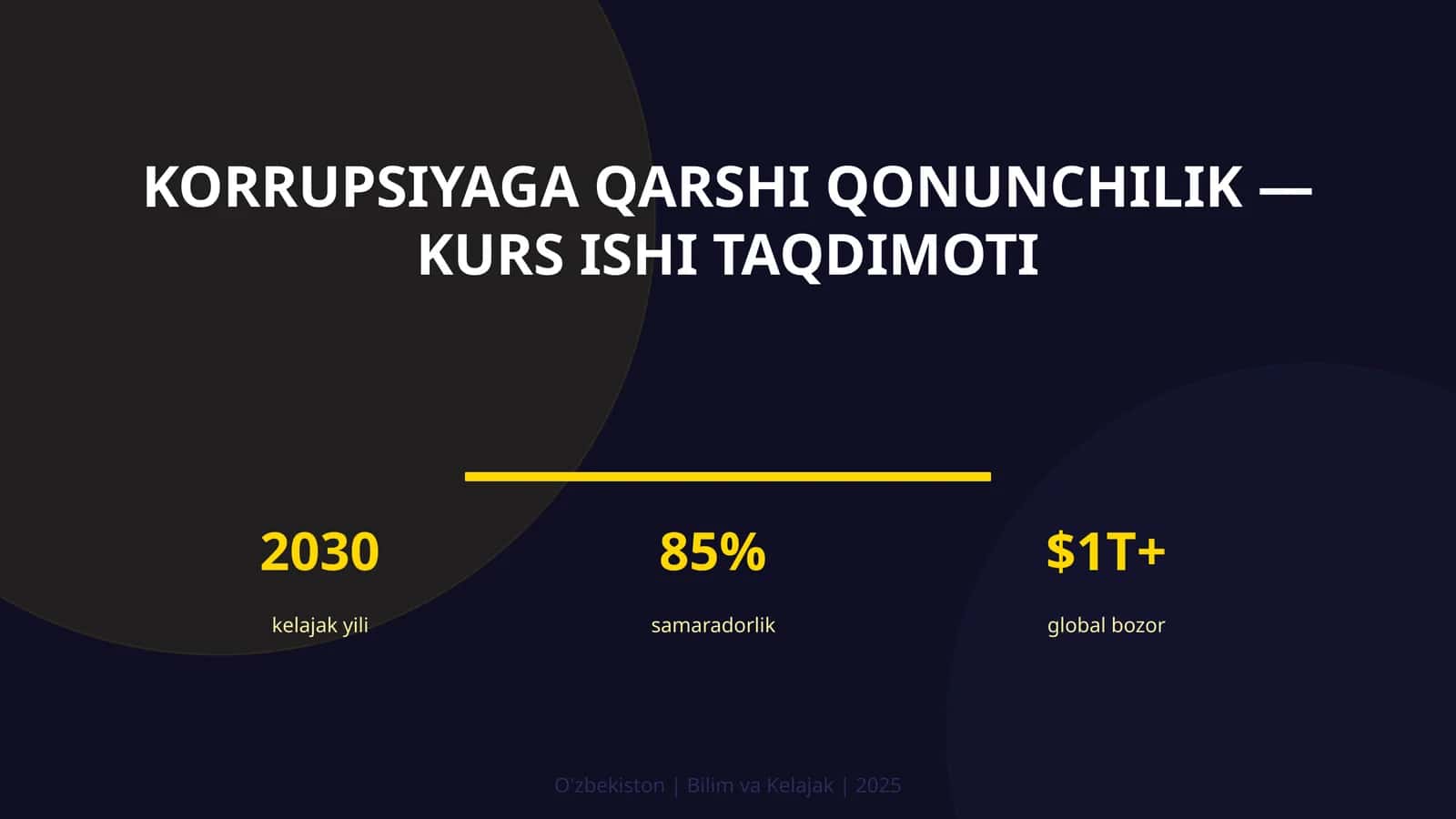Korrupsiyaga qarshi qonunchilik — kurs ishi taqdimoti
