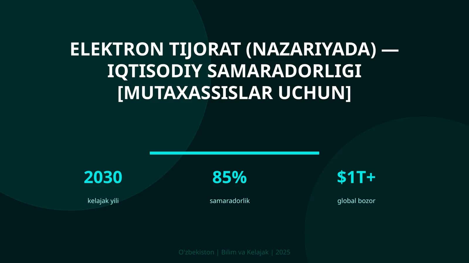 Elektron tijorat (nazariyada) — iqtisodiy samaradorligi [mutaxassislar uchun]