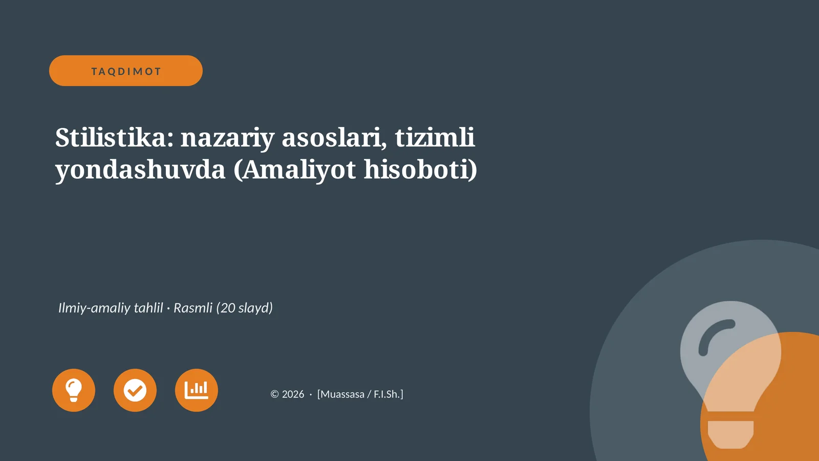 Stilistika: nazariy asoslari, tizimli yondashuvda (Amaliyot hisoboti)