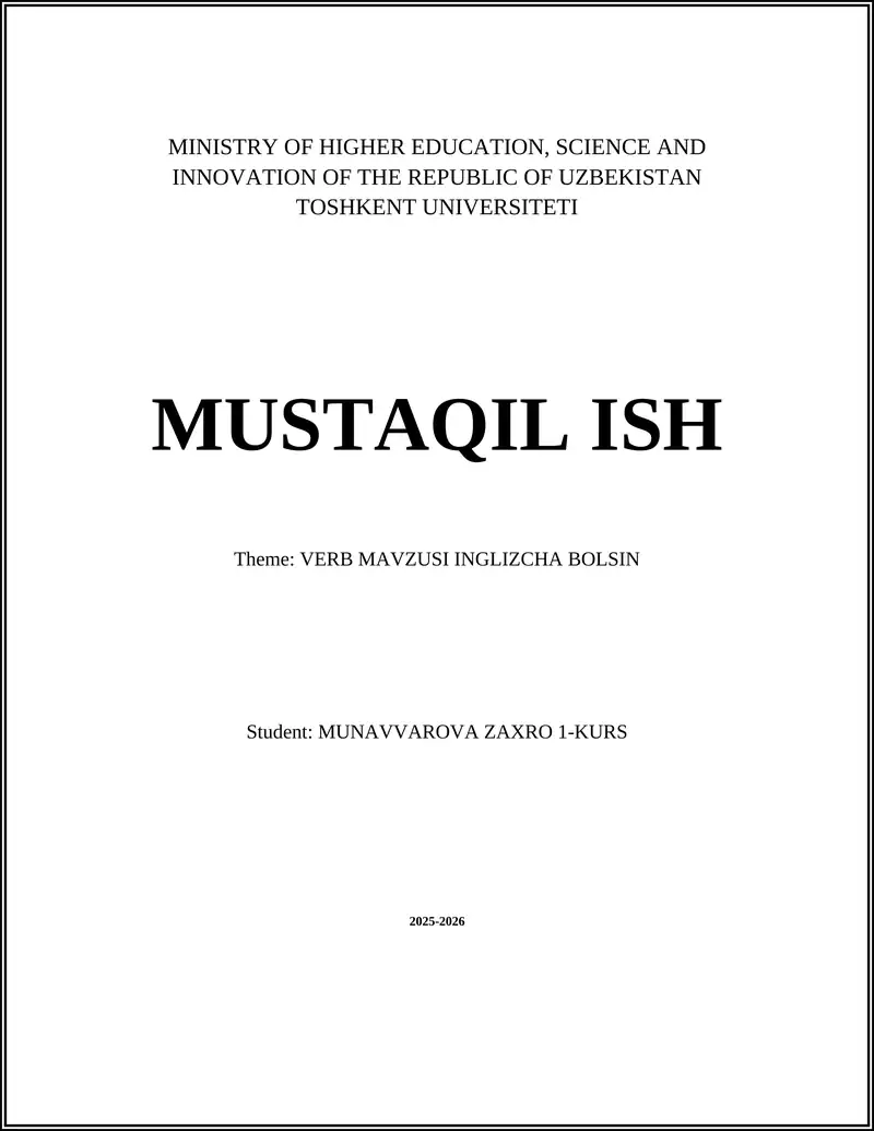 VERB MAVZUSI INGLIZCHA BOLSIN