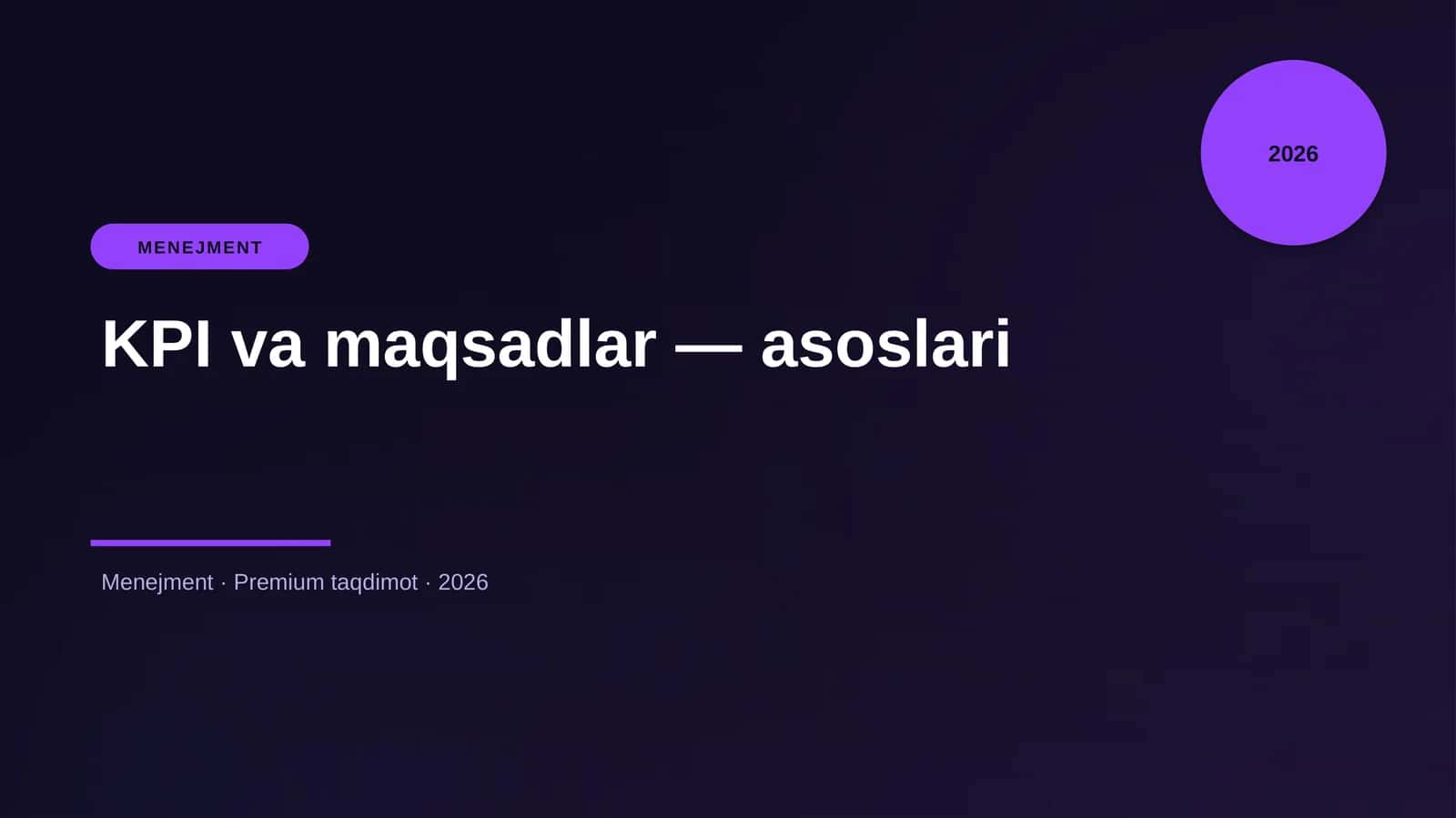 KPI va maqsadlar — asoslari