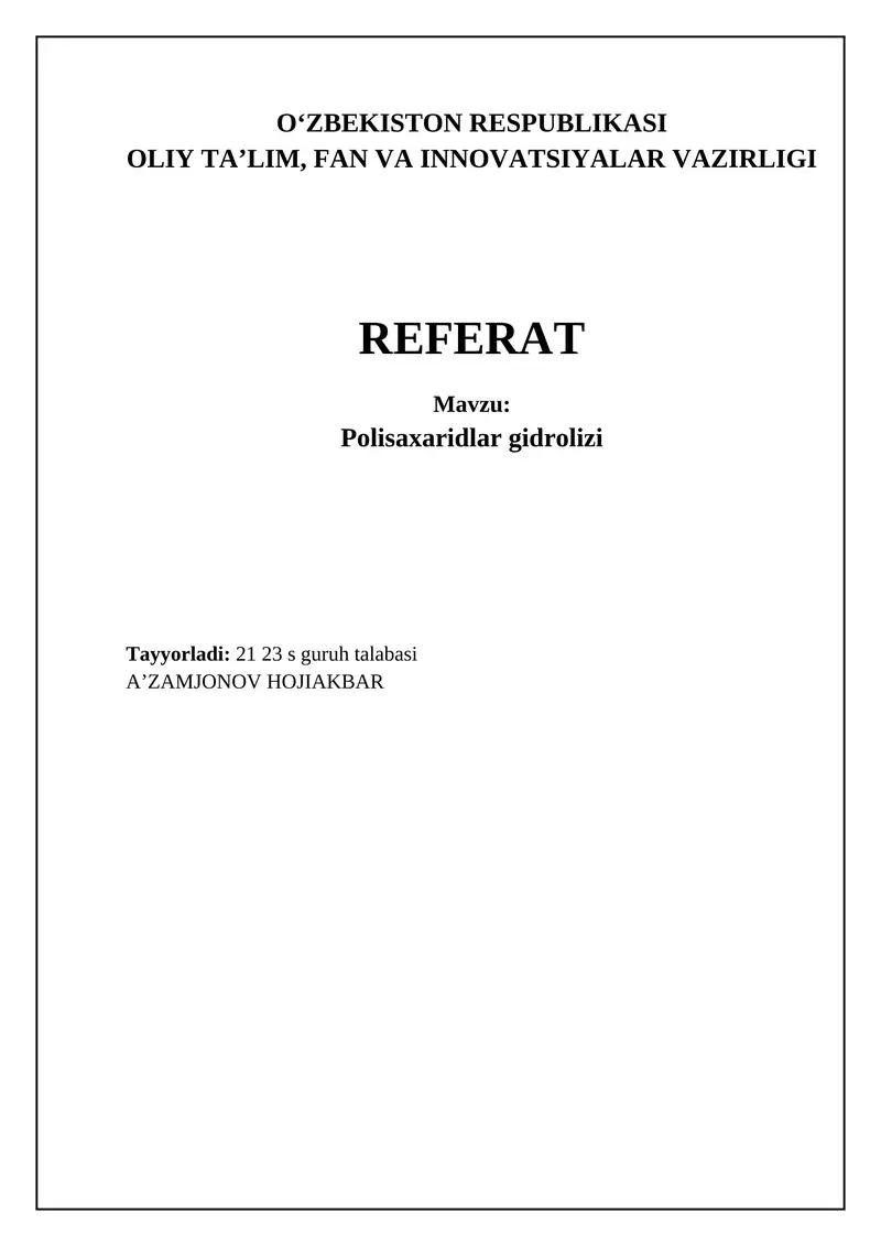 Polisaxaridlar gidrolizi