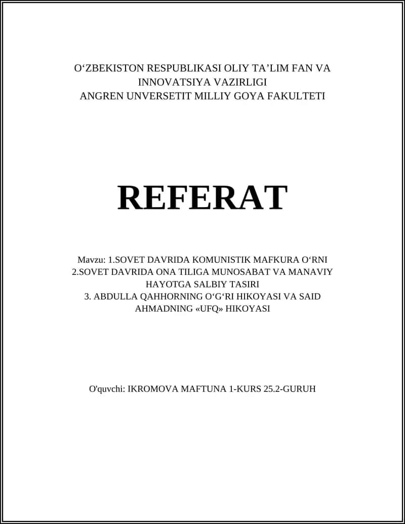 Sovet Davrining Kommunistik Mafkurasi