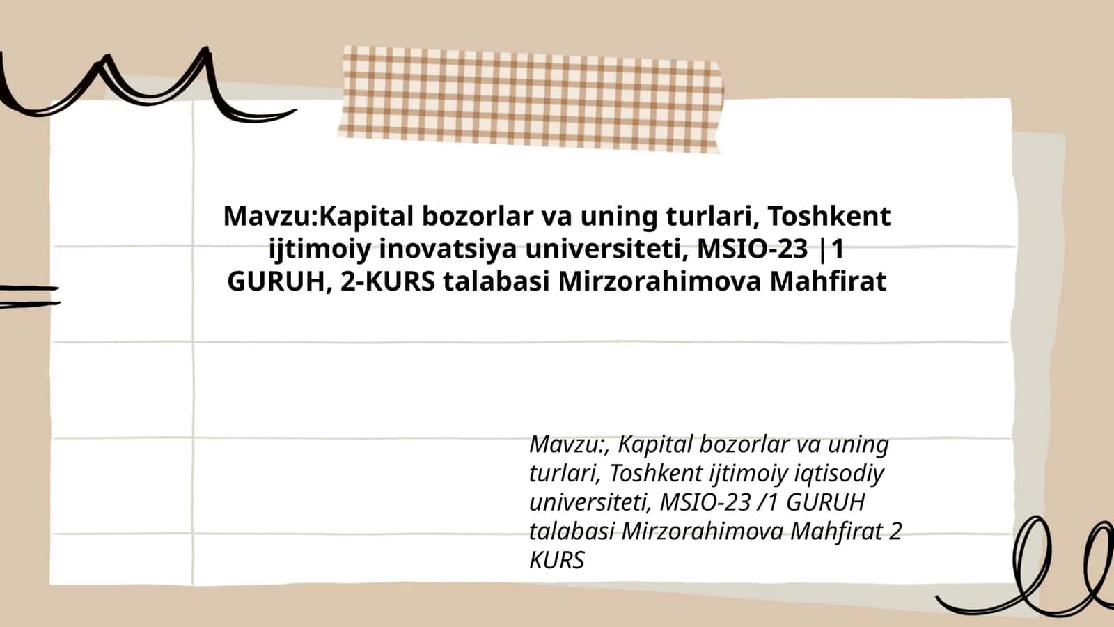 Kapital bozorlar va uning turlari