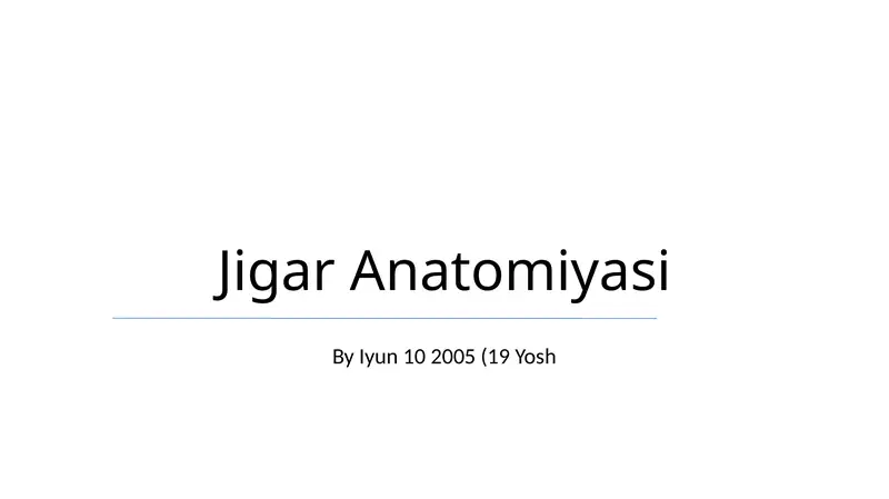 Jigar Anatomiyasi