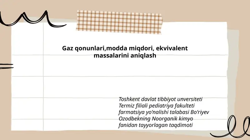 Noorganik kimyo fanidan tayyorlagan taqdimoti