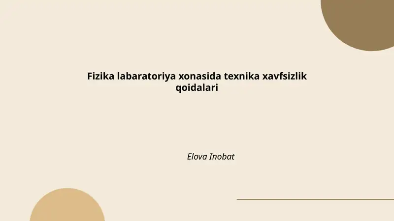 Fizika labaratoriya xonasida texnika xavfsizlik qoidalari