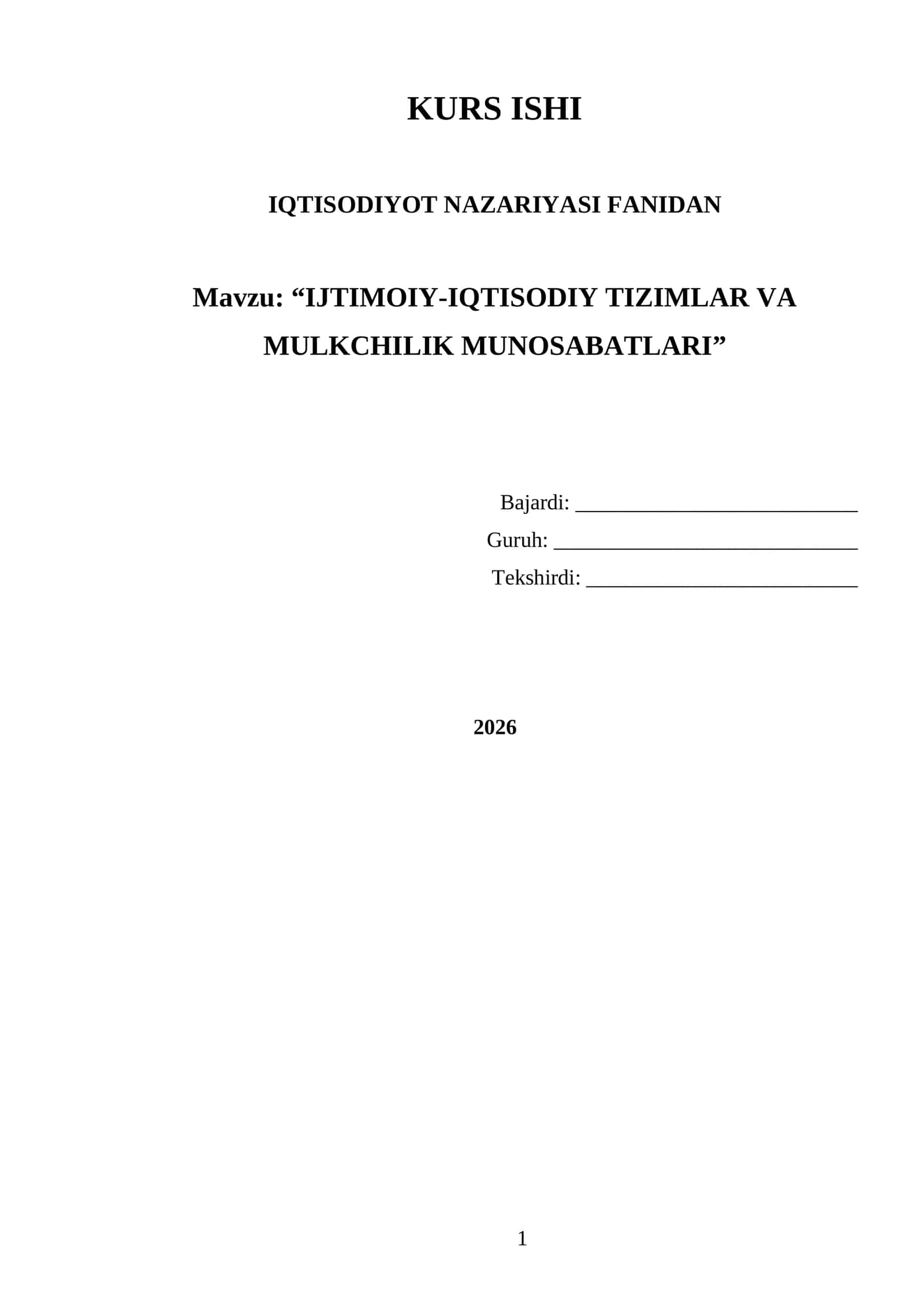 IQTISODIYOT NAZARIYASI FANIDAN