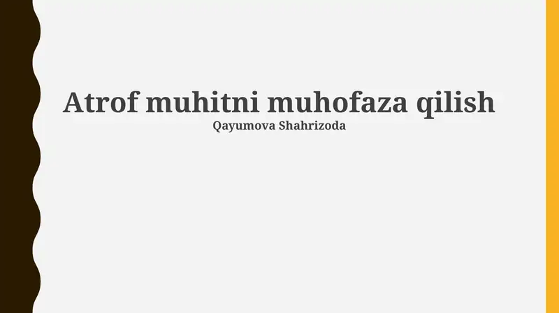 Atrof muhitni muhofaza qilish