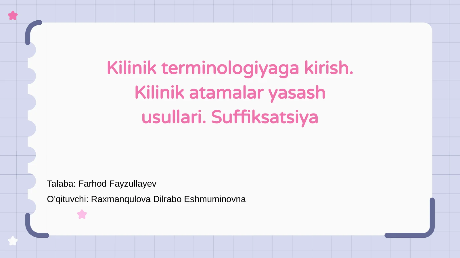 Kilinik terminologiyaga kirish