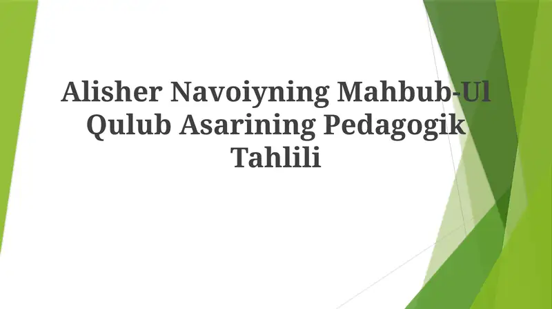 Alisher Navoiyning Mahbub-Ul Qulub Asari Pedagogik Tahlili