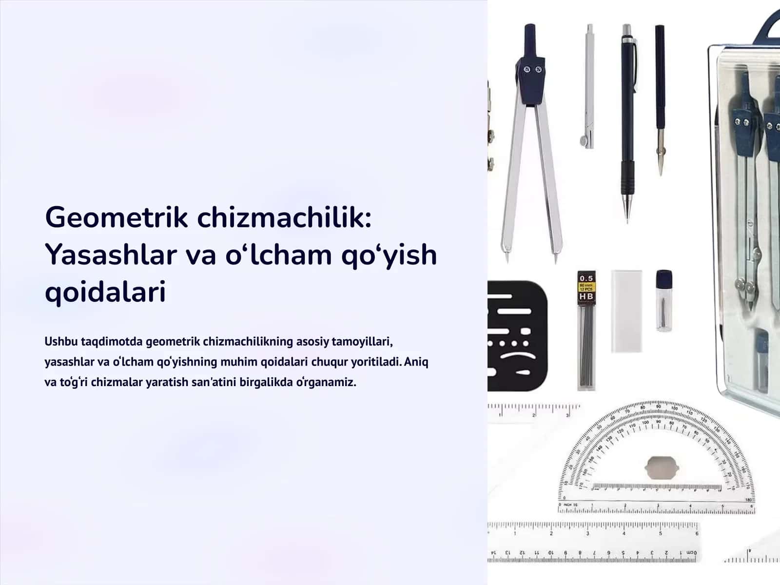 Geometrik chizmachilik: Yasashlar va o‘lcham qo‘yish qoidalari