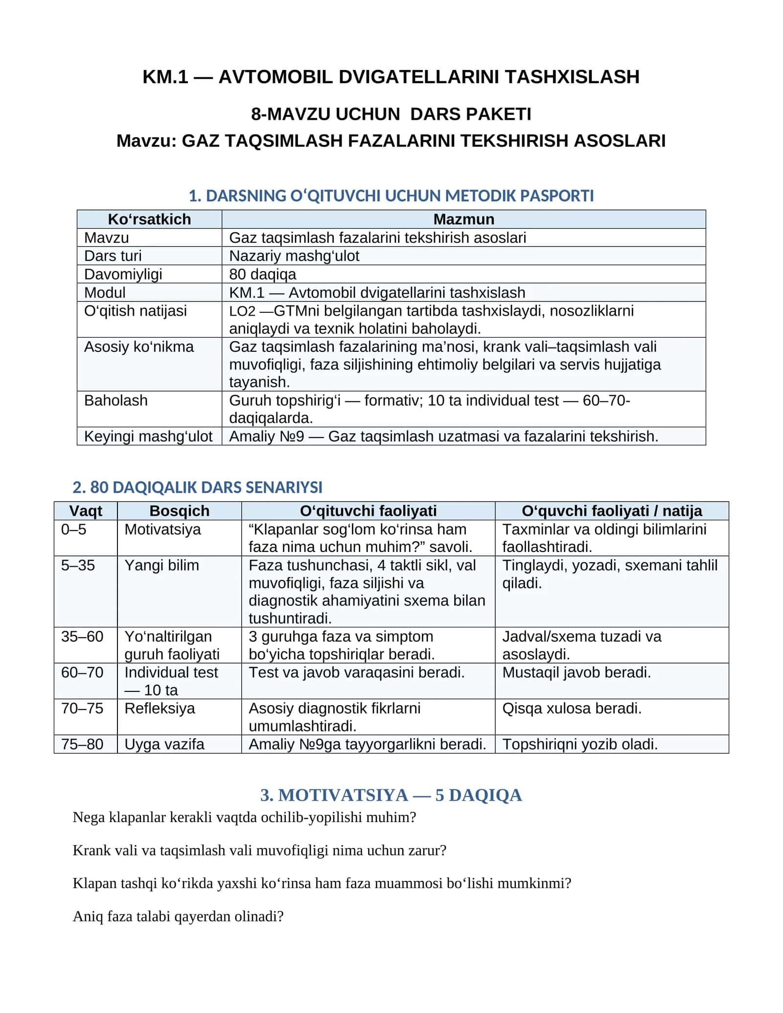8_mavzu. Gaz_taqsimlash_fazalarini_tekshirish_asoslari