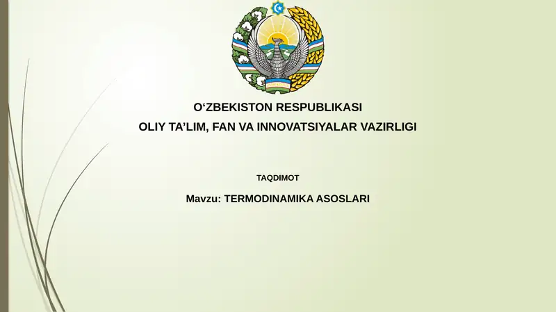 TERMODINAMIKA ASOSLARI