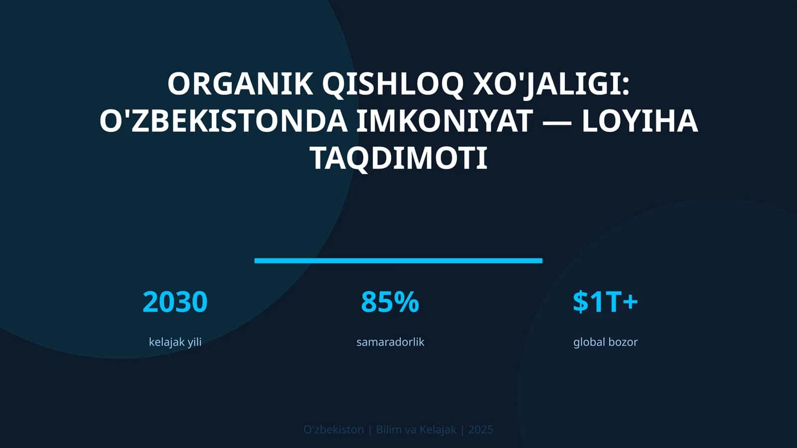 Organik qishloq xo'jaligi: O'zbekistonda imkoniyat — loyiha taqdimoti