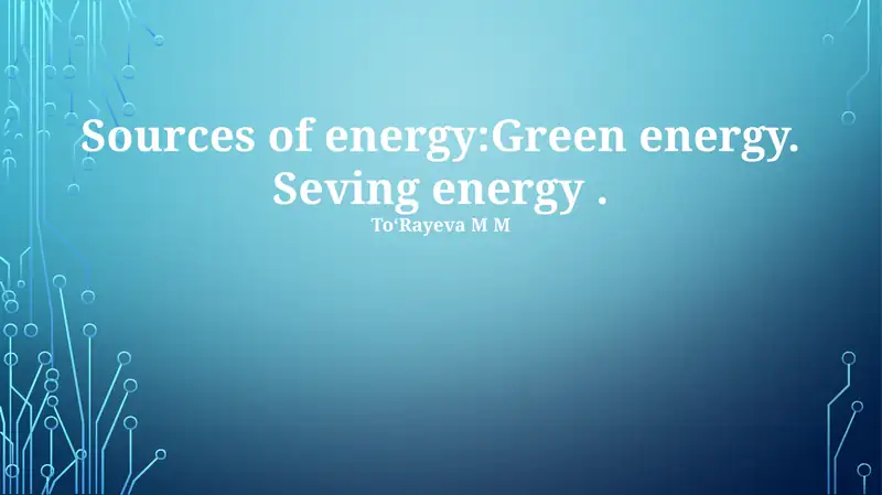 Seving energy