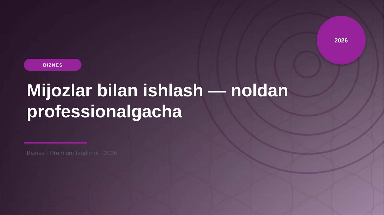 Mijozlar bilan ishlash — noldan professionalgacha
