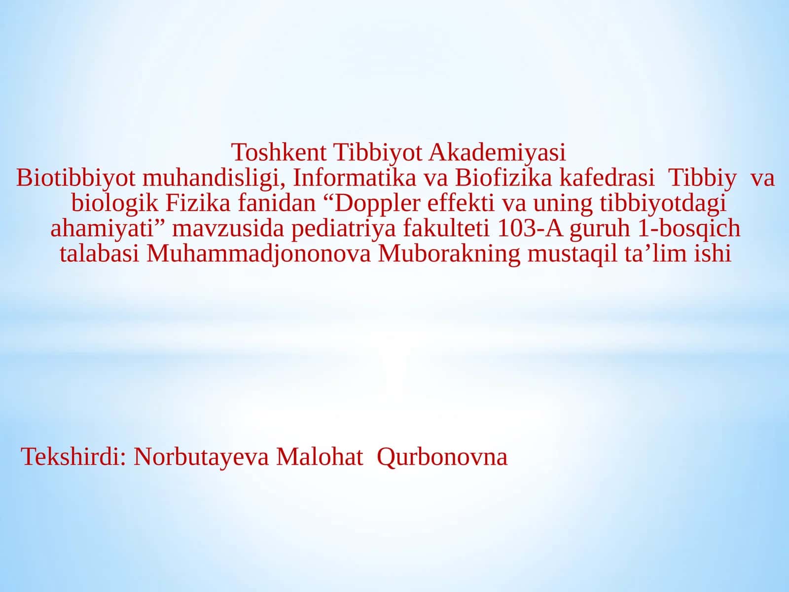 Doppler effekti va uning tibbiyotdagi ahamiyati