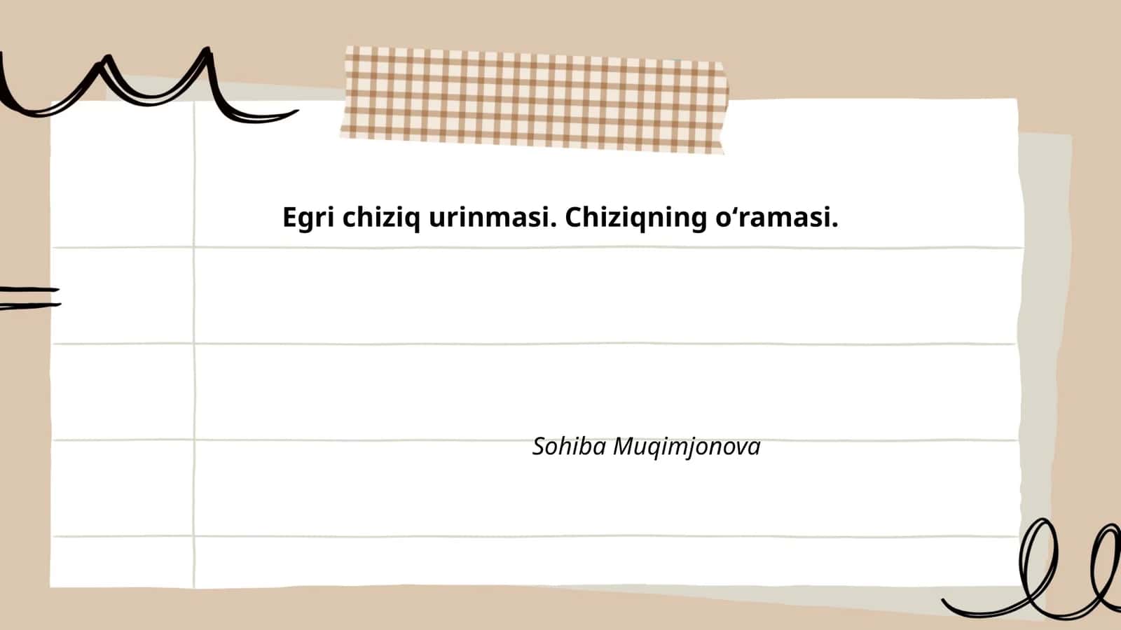 Egri chiziq urinmasi. Chiziqning oʻramasi